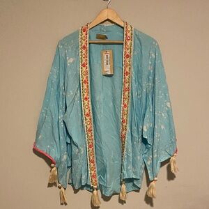 Skemo Bohemian Blue Kimono with Tassels NWT